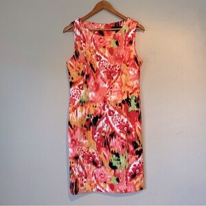 Connected Apparel Multi Color Design Sleeveless Midi Dress. Size 10